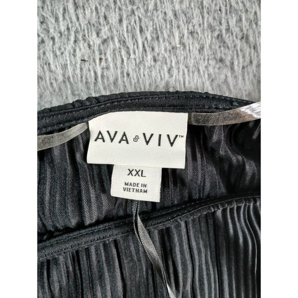 Ava & Viv Shirt Women XXL 2XL Black Blouse Long Sleeve Flowy Business Stripe NWT - Picture 2 of 8